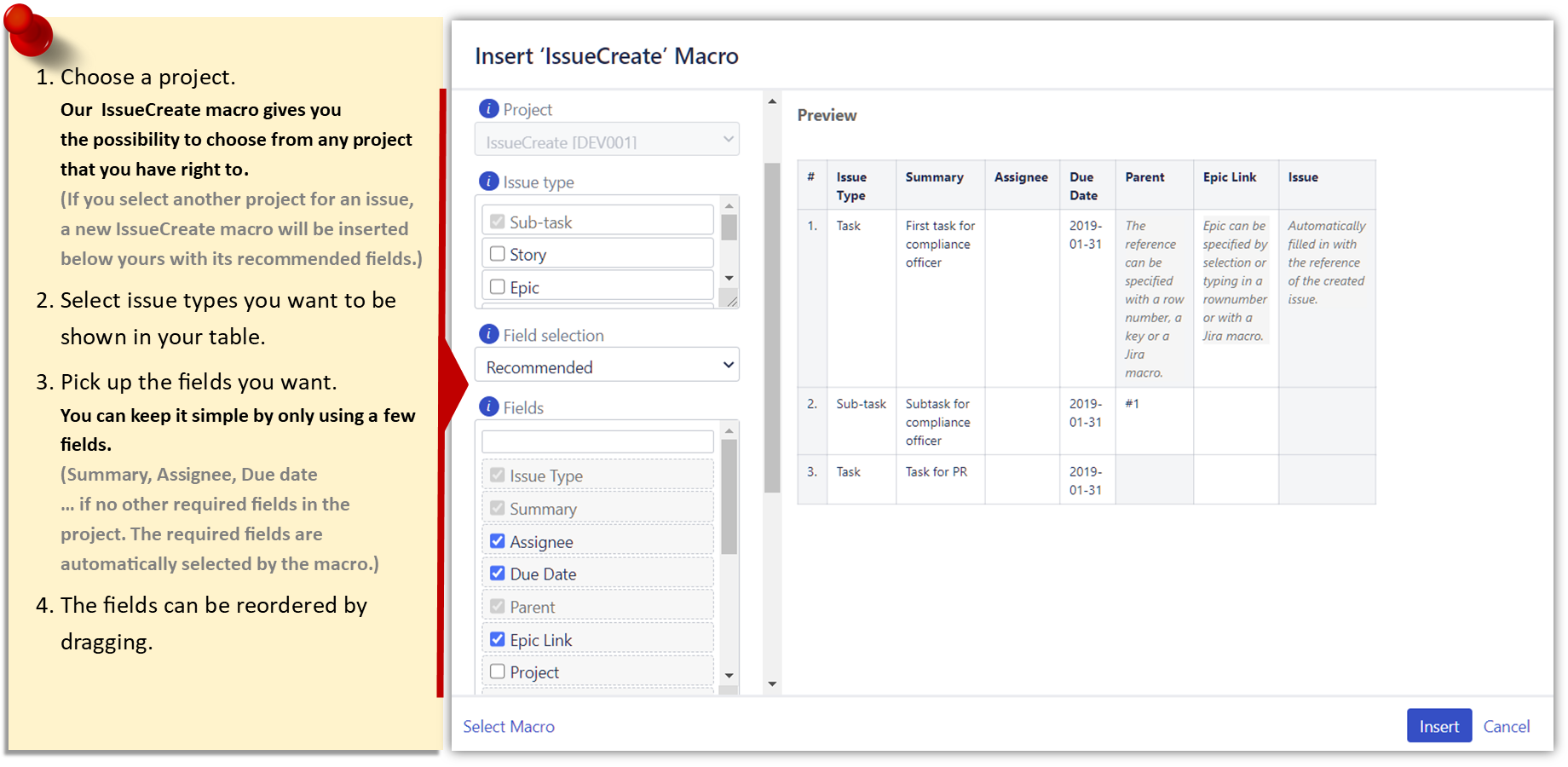 Parametrize your IssueCreate table as you wish.