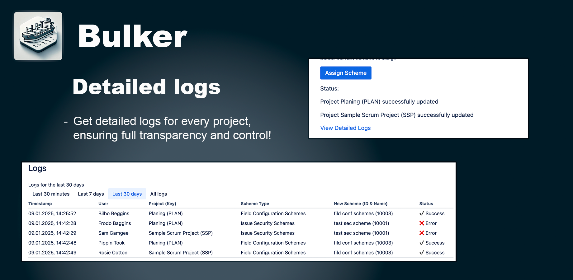 You can select either a single project or multiple projects simultaneously! Scheme selection and detailed logs for each project are available.