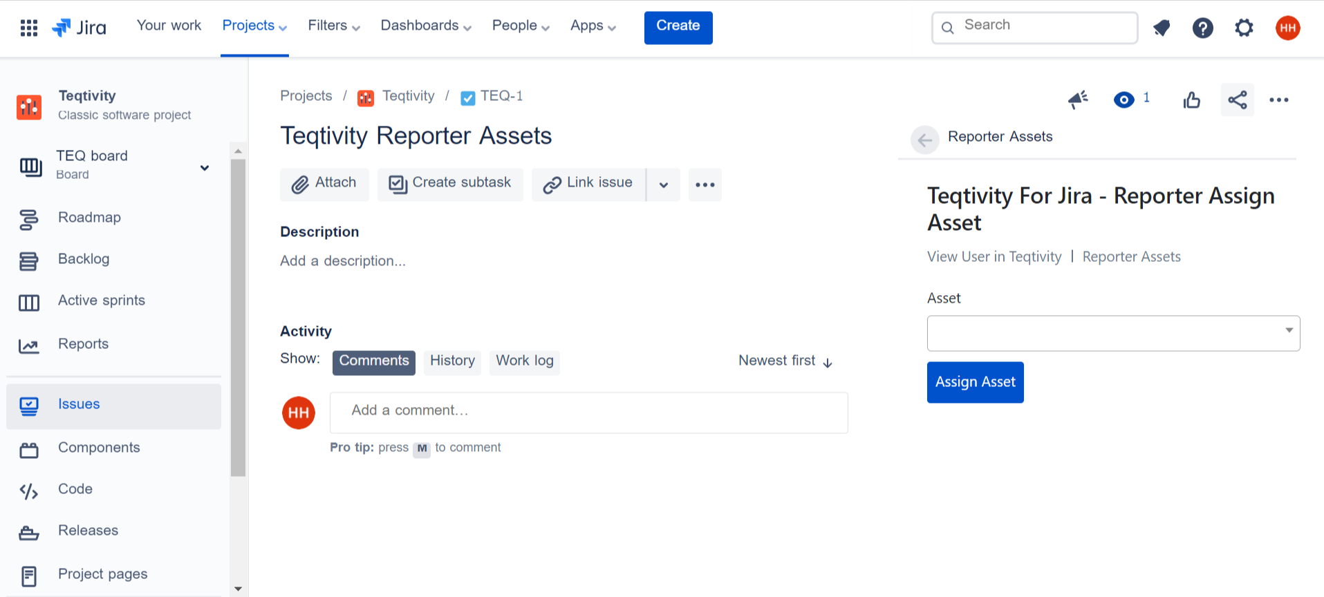 Easily assign assets in Jira