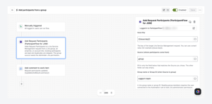 Add the action to a rule and choose a source: Issue Key, Source and a Jira group name.