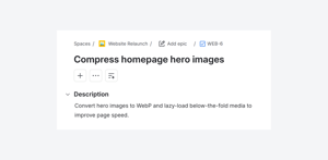The restored work item keeps its summary and description from the saved snapshot, recreated in the same project.