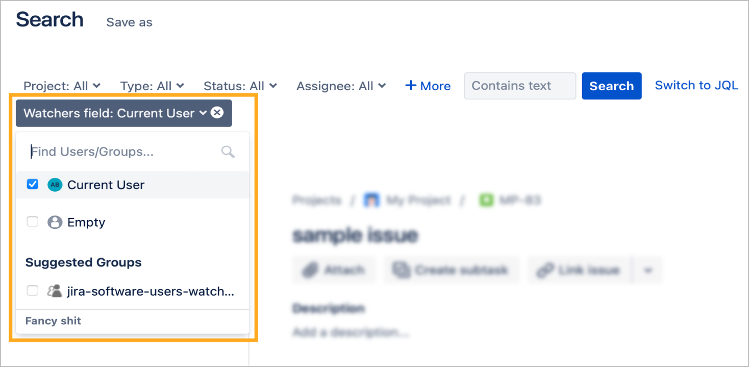 Search issues by watchers