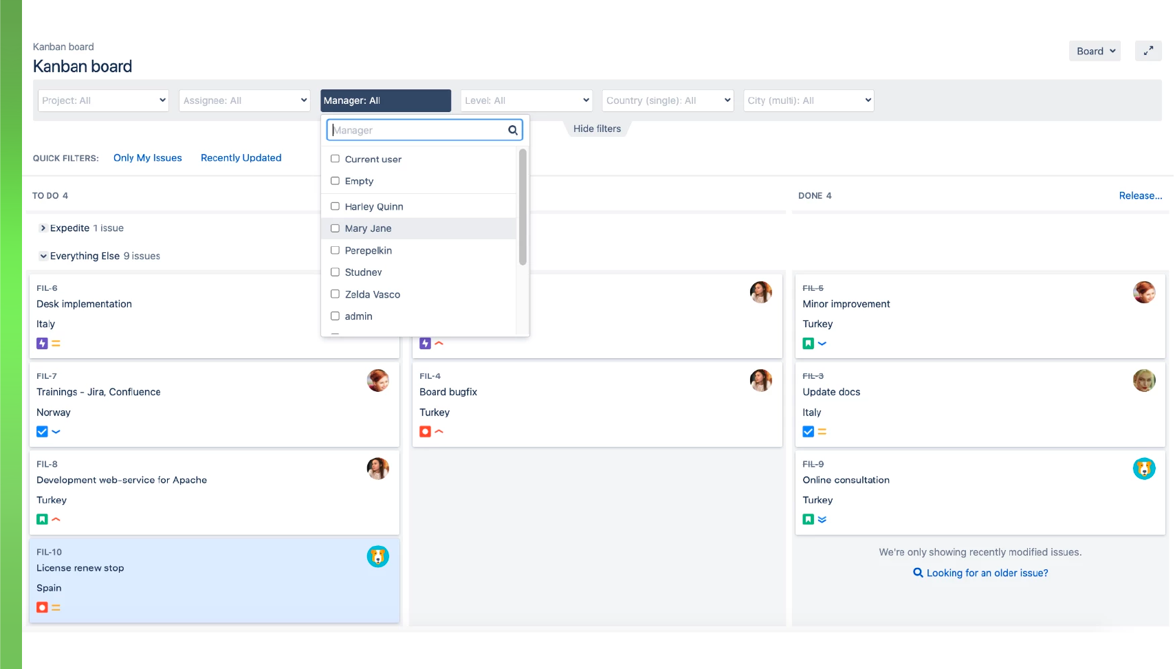 No more asking the admin to make you a quick filter on the board. Agile Filters will help you find specific tasks through filtering.