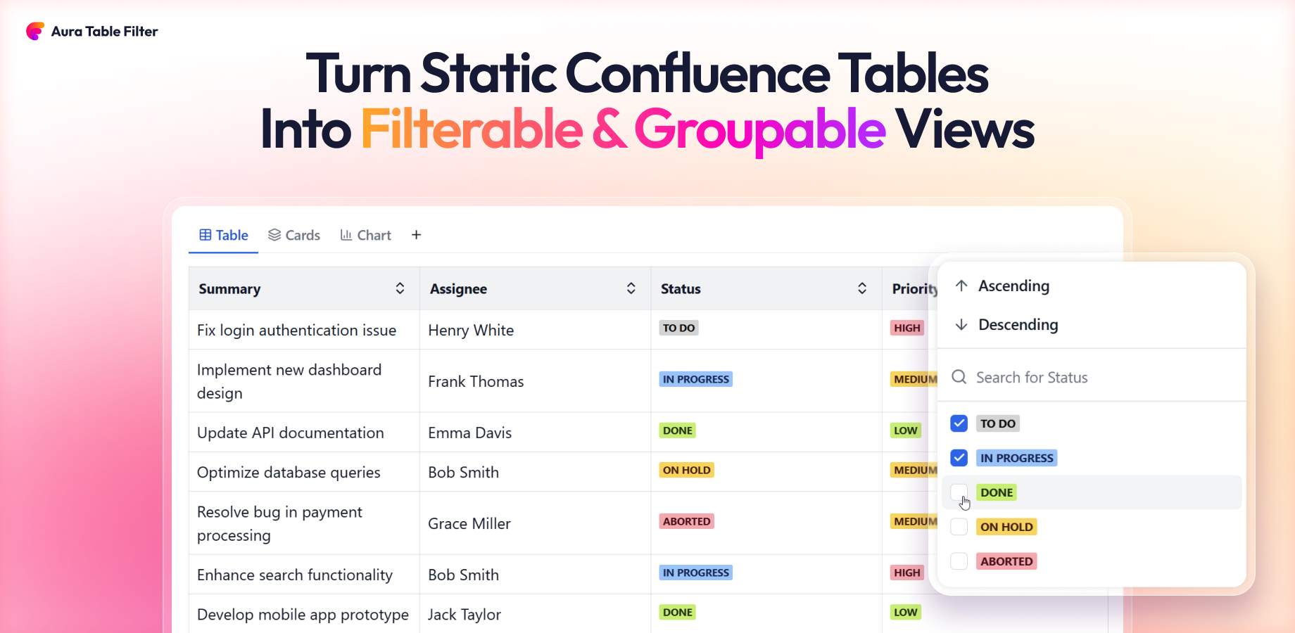 Instantly find data with powerful, intuitive filters.