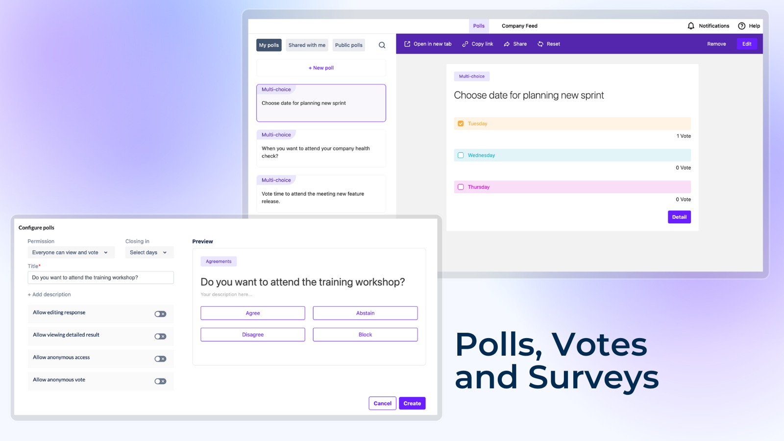 Team+ Create Vote, Poll and Survey