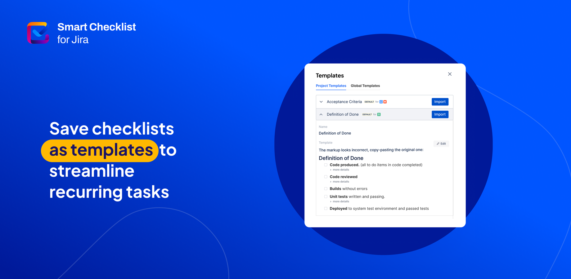 Save time with checklist templates and streamline recurring tasks with Smart Checklist for Jira
