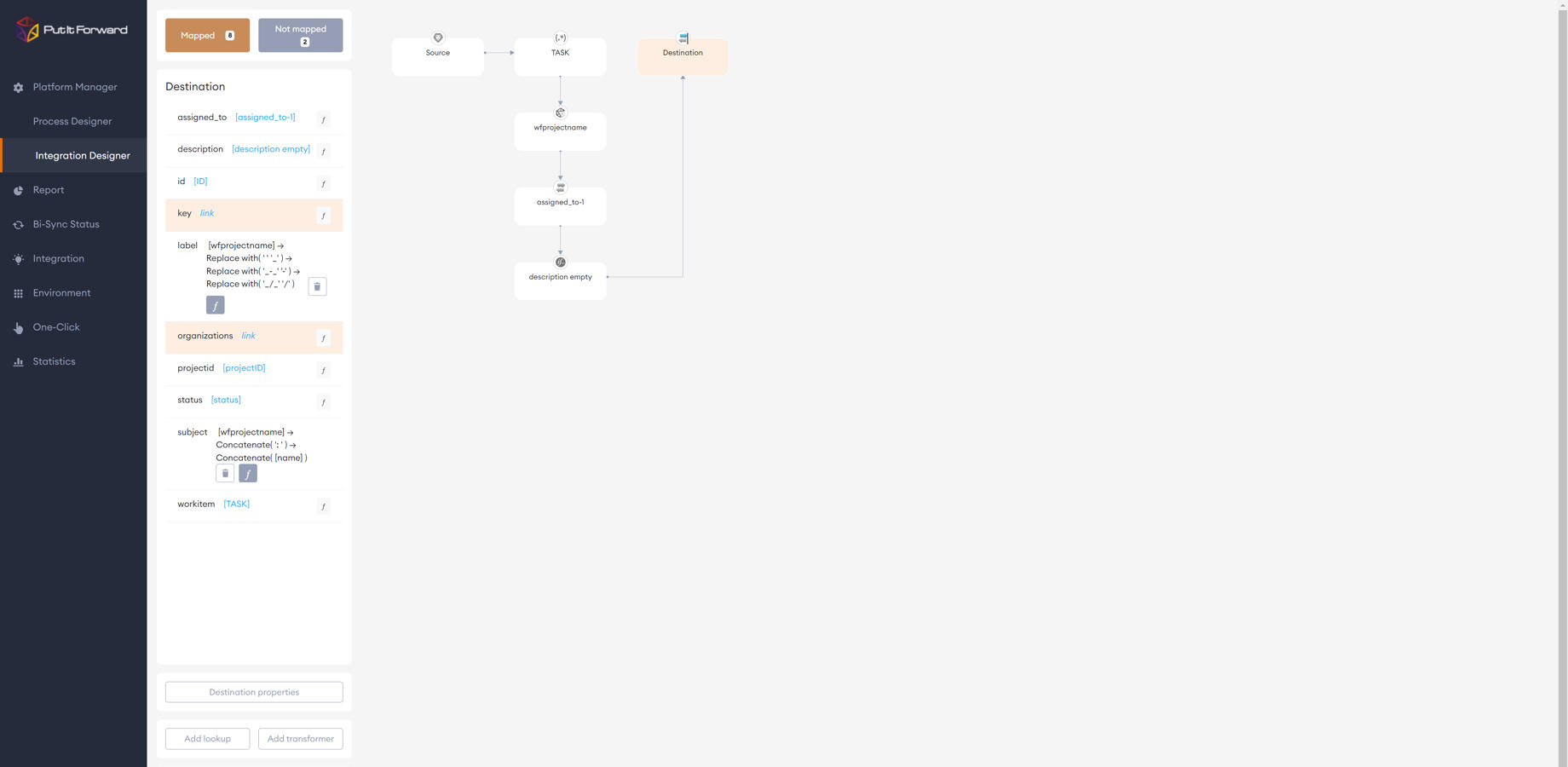 Link Projects and Tasks by ID's and Names