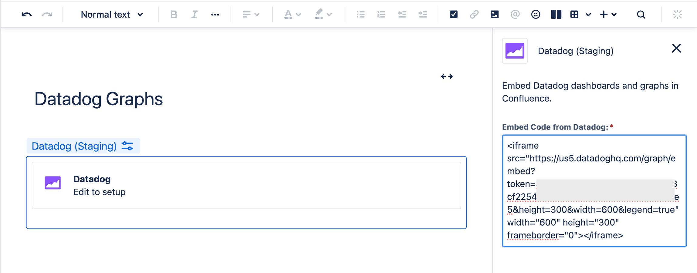 Just copy and paste Datadog Embed Code