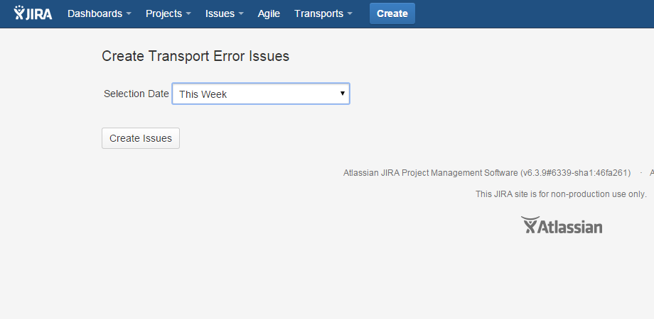 Select the date range to search for Transport errors.