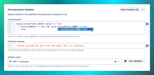 Jira Expression Validator – write custom workflow conditions using Jira expressions – includes auto-complete, testing, syntax validation, and helper functions.