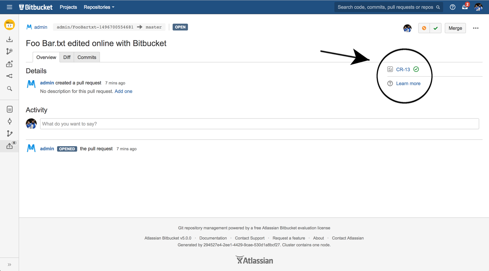 Integrated review ID in pull request