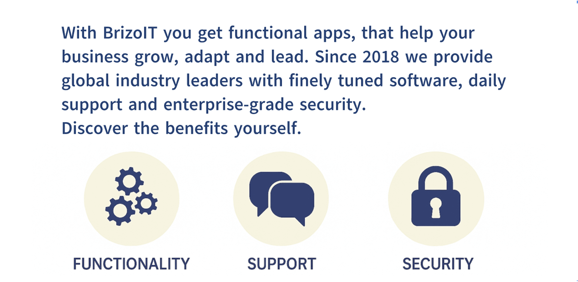 Our motto: Functionality, Support, Security