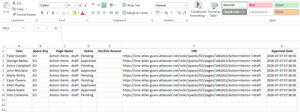 Excel export
