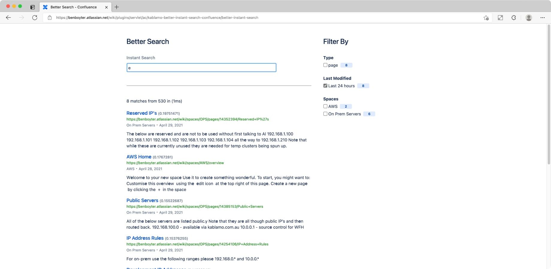Instant search with filters.