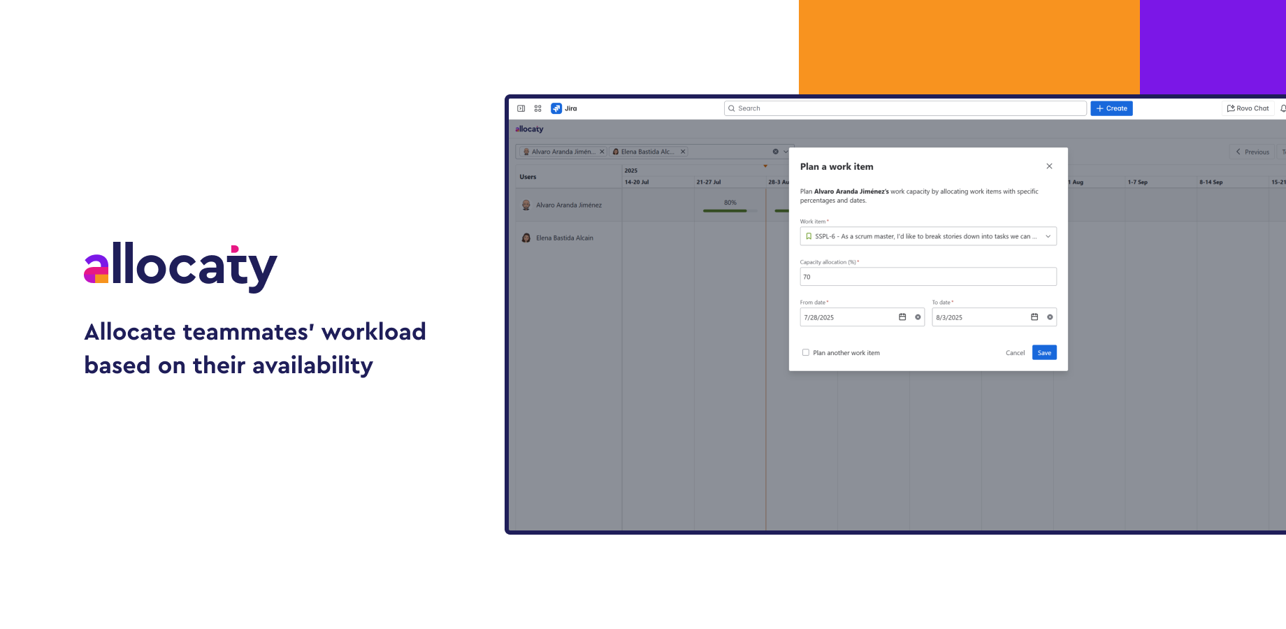 Discover a simple interface to easily plan and allocate capacity workload across teams and projects.