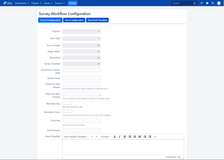 Issue event listener configuration screen to assign survey form to reporter of the issue, when ticket/issue status changed, it assigns survey form to reporter of issue on specific workflow step.