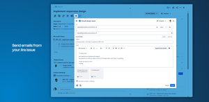 Send Outlook emails from your Jira issue and make the conversation visible for your team. Add more recipients, choose sharing options, append issue details, edit a template, or schedule the email.