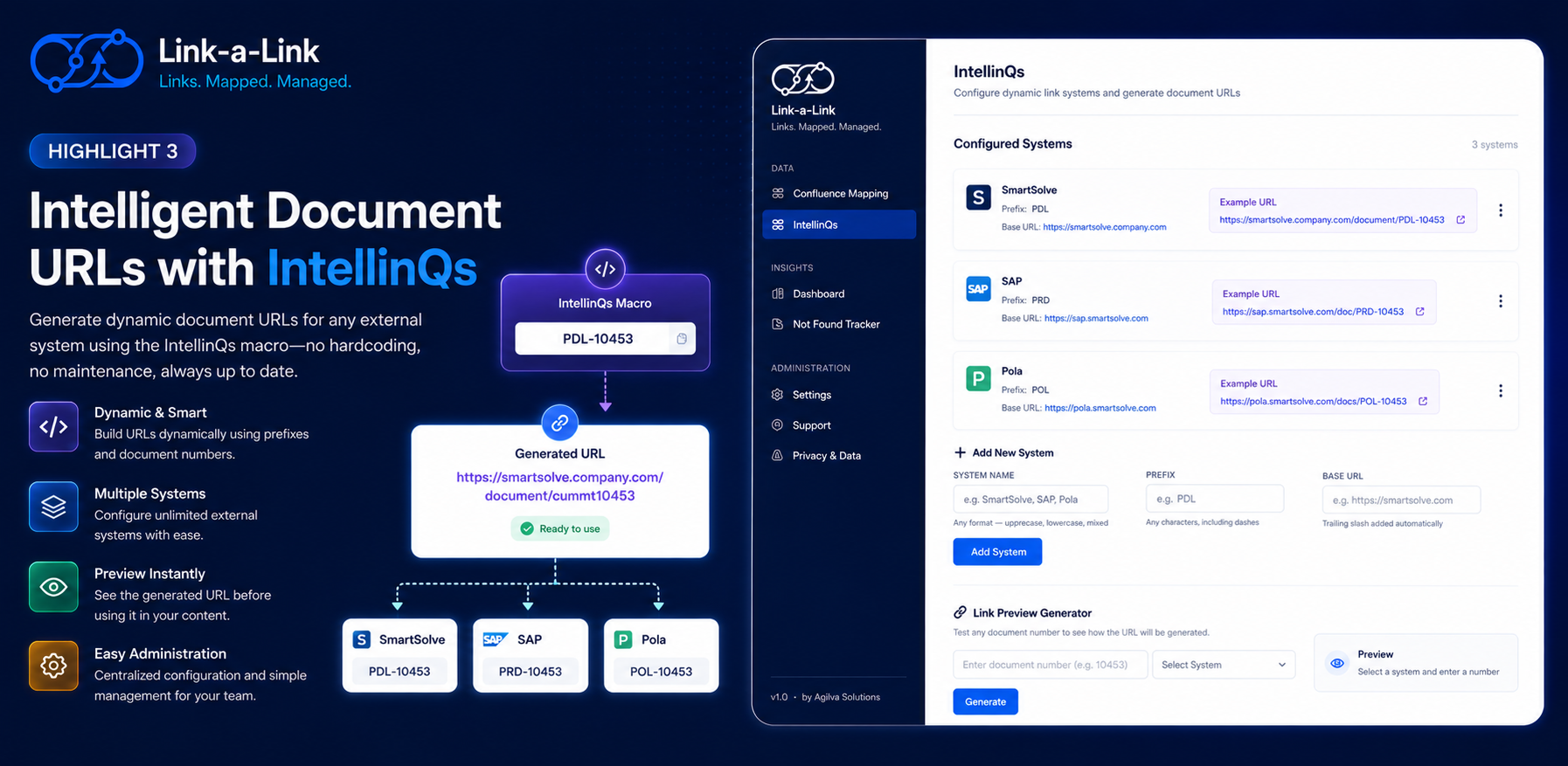Generate dynamic document URLs for multiple systems using the IntellinQs macro.