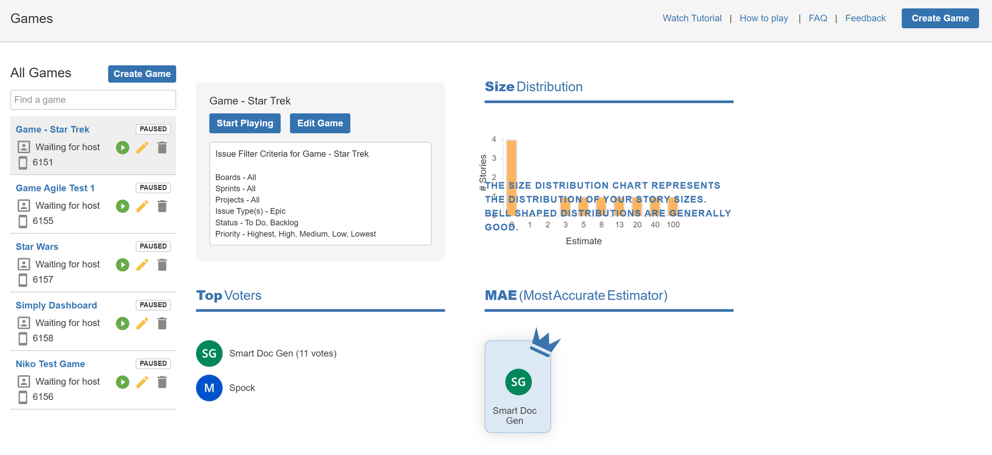 ​Dashboard showing overall estimation health and best estimators