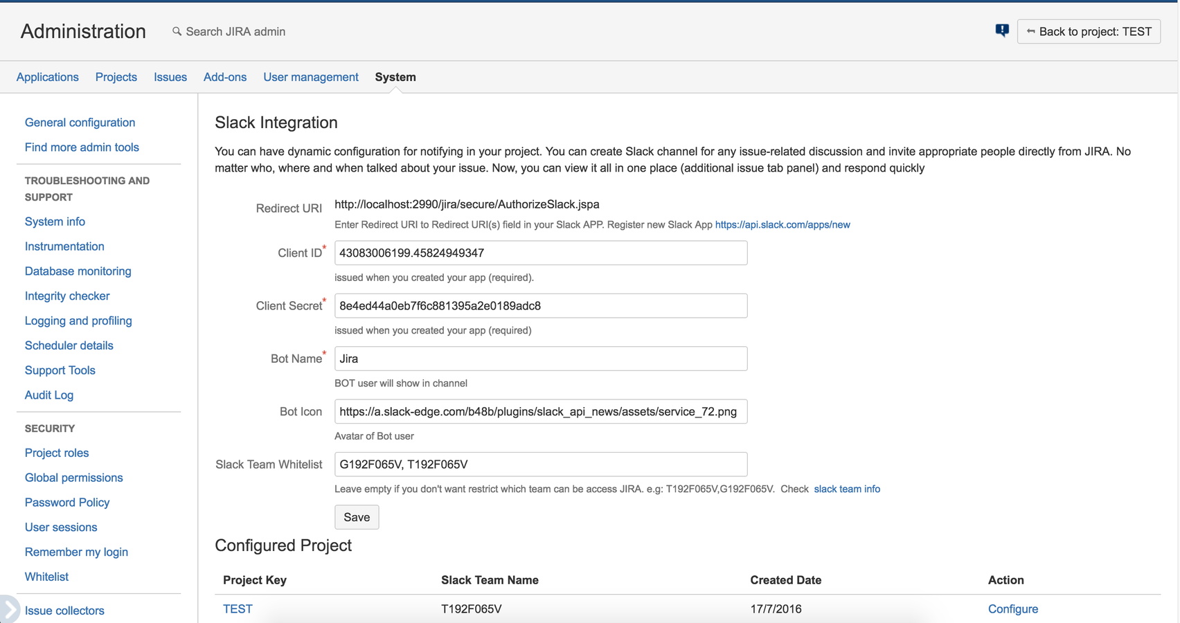 Your own Slack setting