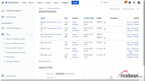 List of attachments presented in this screens.