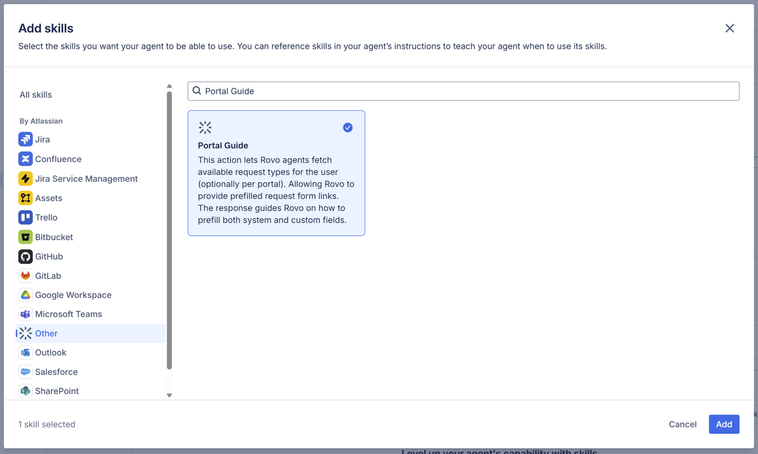 Custom Rovo Action 'Portal Guide'