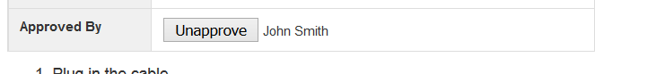 An example of a page that has been approved by John Smith