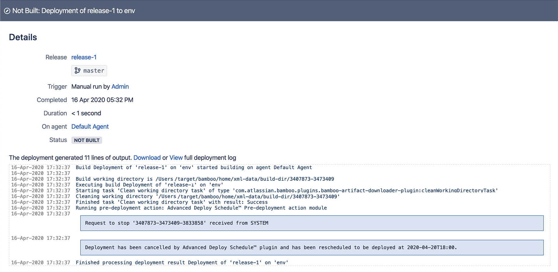 Deployments will be stopped and rescheduled