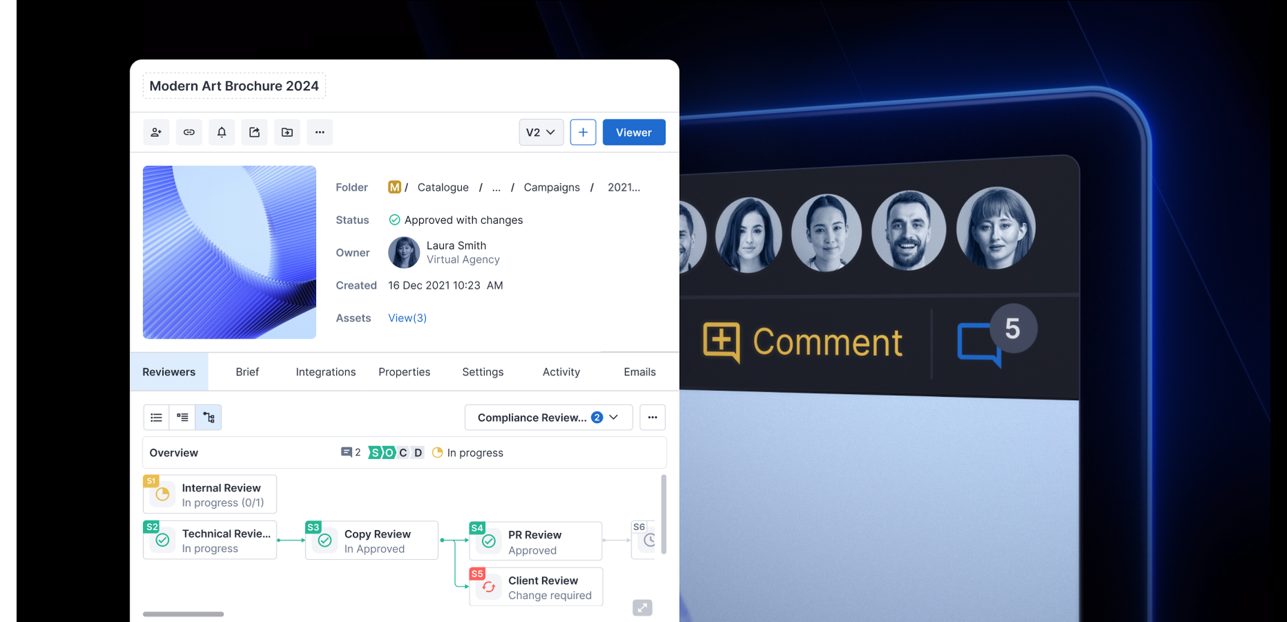 Ziflow's flexible, automated routing workflows can be as simple or as complex as the project requires and can have as many stages as you’d like, eliminating stalled projects and accelerating creative approvals.