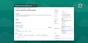 Version Picker lists the releases of the projects you configure, or of the work item's own project.