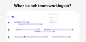 Visualize cross-team collaboration on the timeline to track responsibilities and monitor progress toward shared goals, ensuring alignment and smoother workflows.