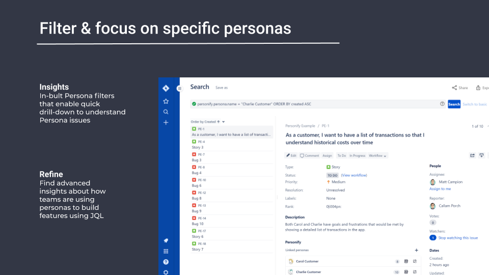 Personify - Search and focus on specific personas