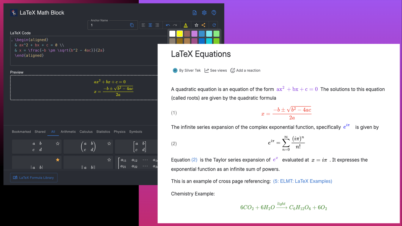 Colorful, fast and reliable LaTeX directly in Confluence pages