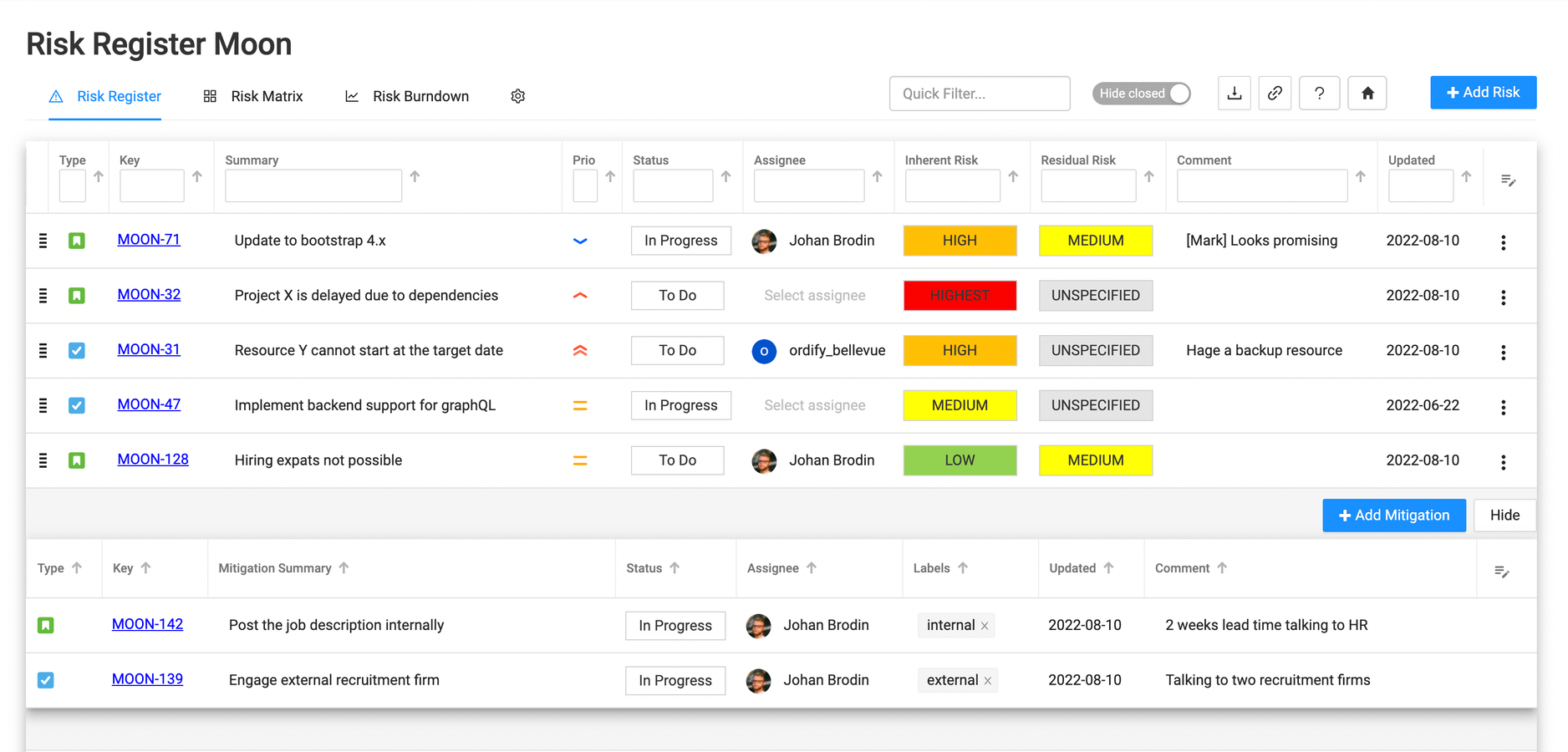 Customizable "Excel" Risk Register