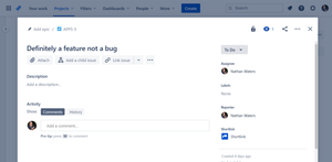 Shortlinks button on Jira issue