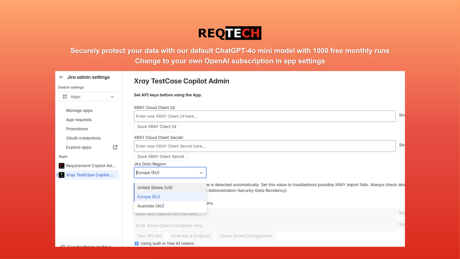 Secure by default: 1000 free monthly runs with ChatGPT-4o mini—swap to your own OpenAI key anytime in settings.