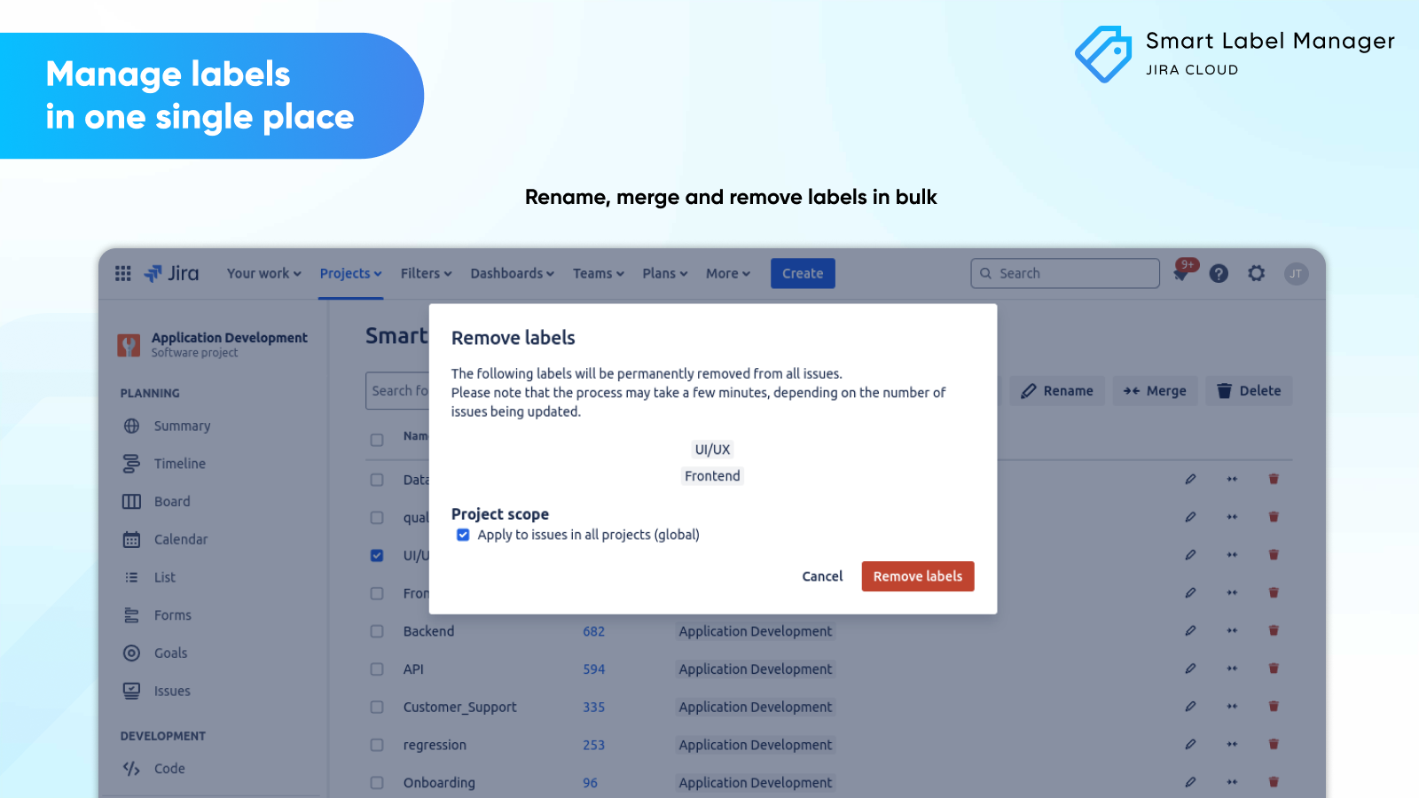 Removing labels in bulk