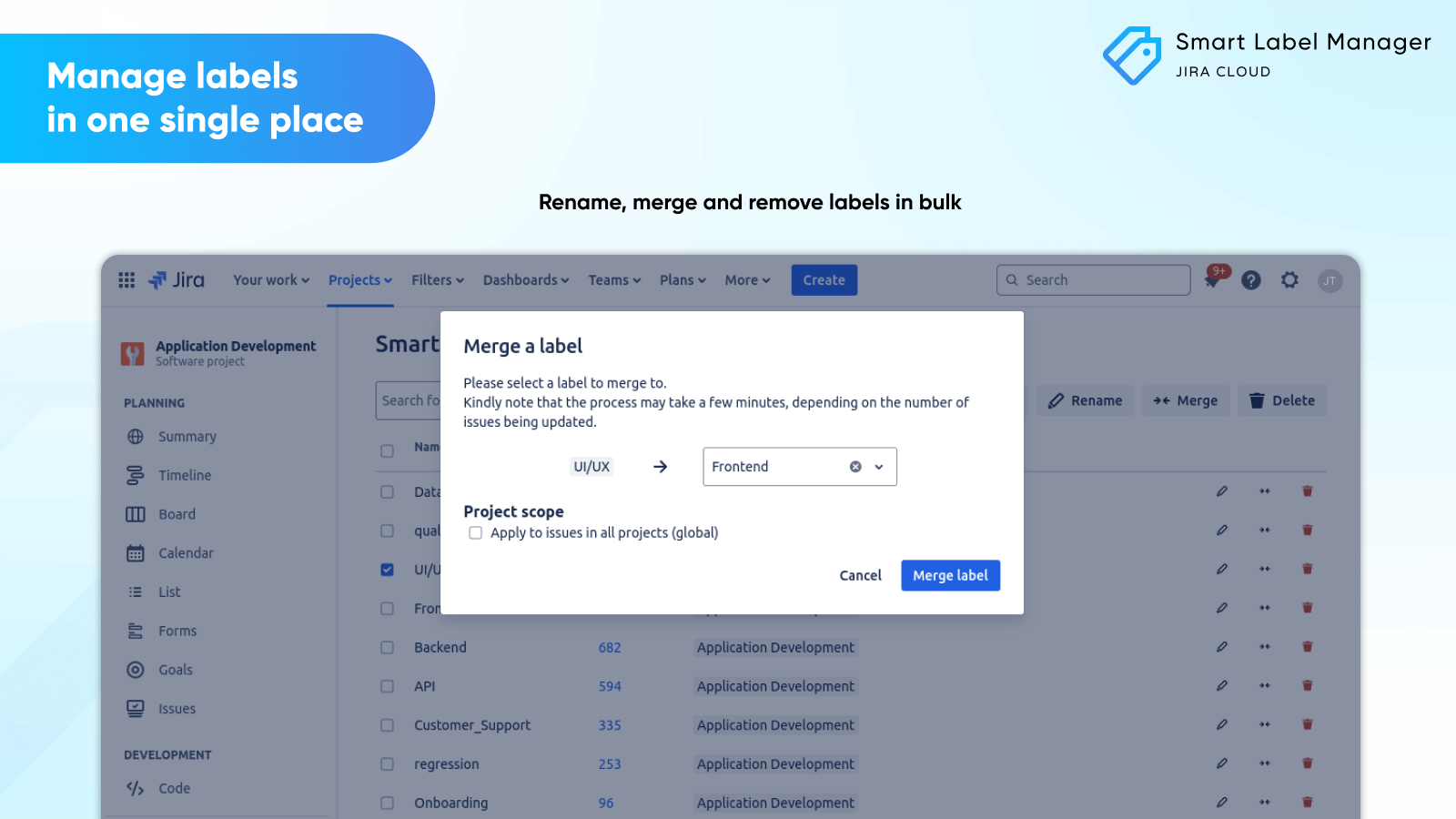 Rename labels across all your issues