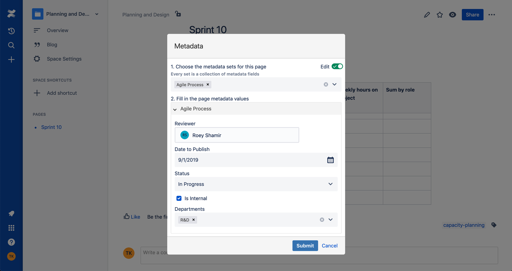 Attach metadata to pages