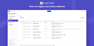 Logs for every run, grouped by run, with failures explained