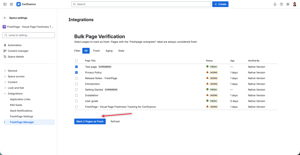 Bulk update freshness of pages in space