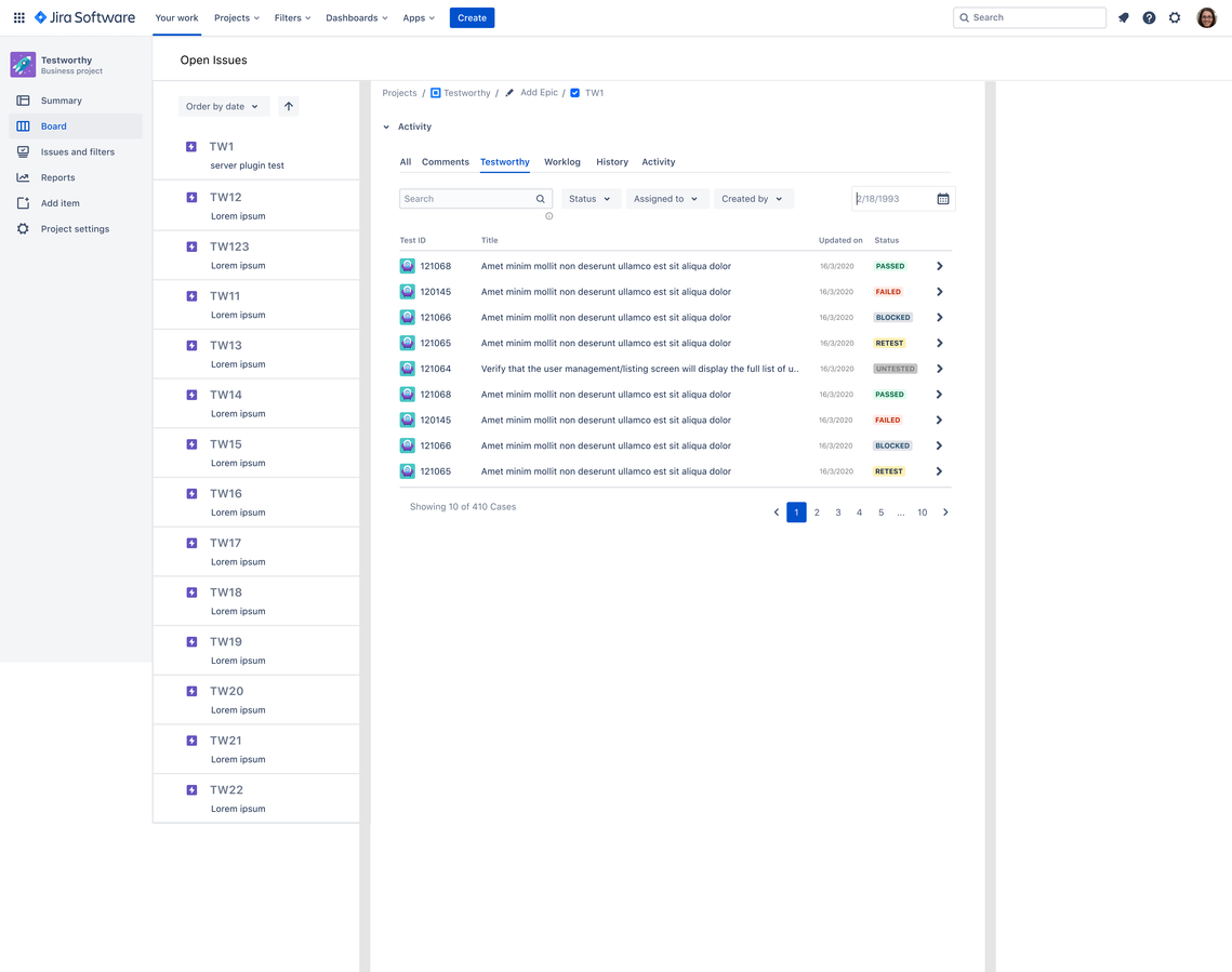 Search and Filters option