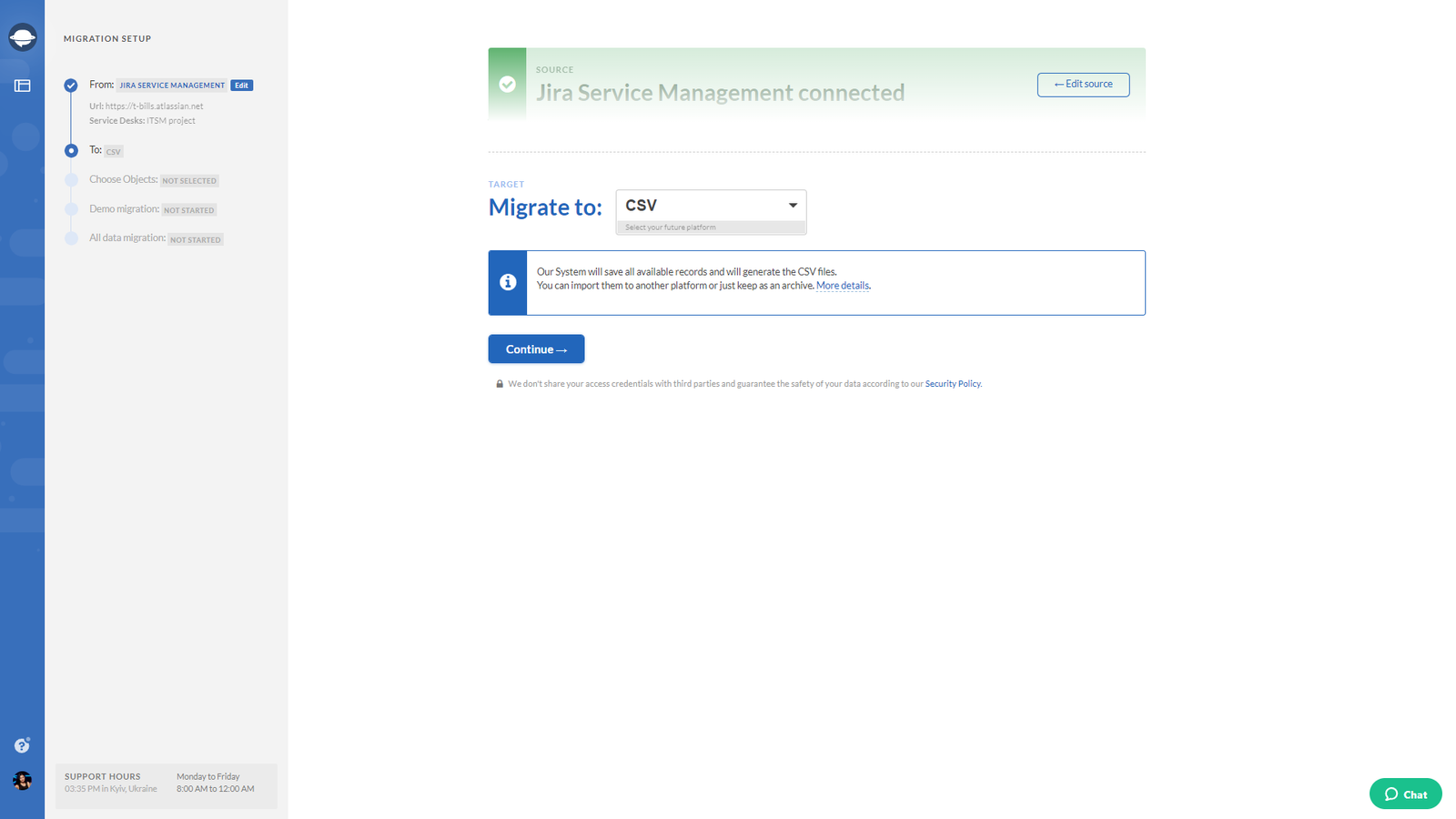 Quick and effortless export
