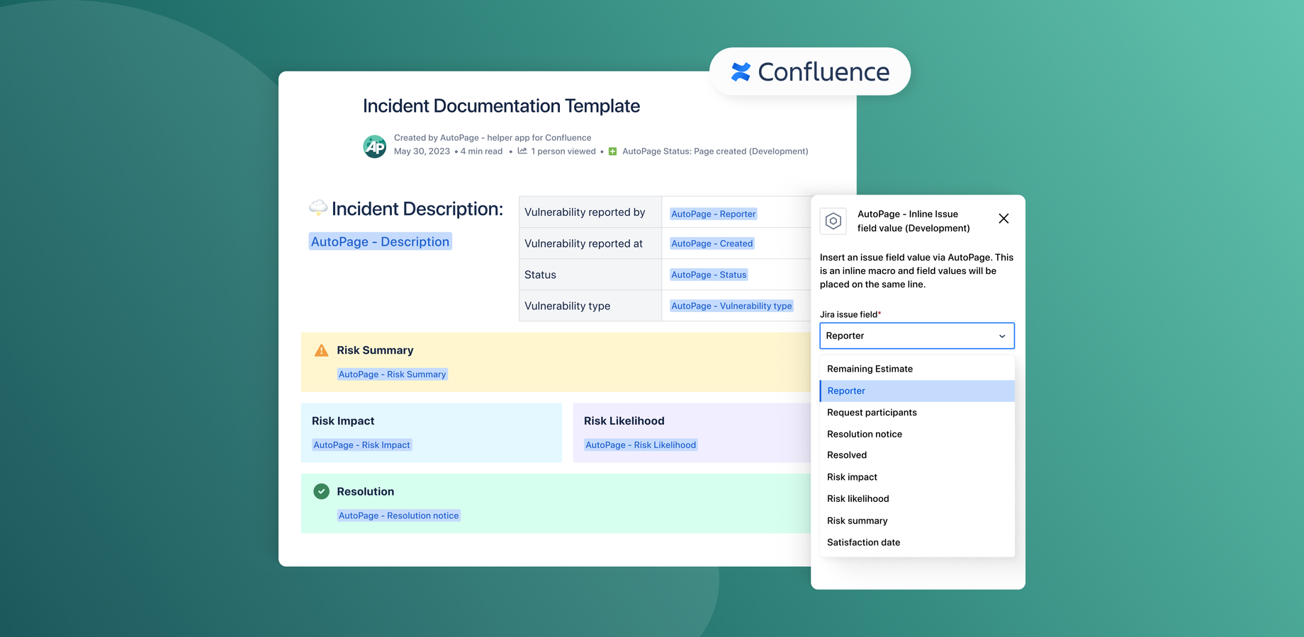 Create dynamic Jira values with AutoPage macros directly displayed on your Confluence page