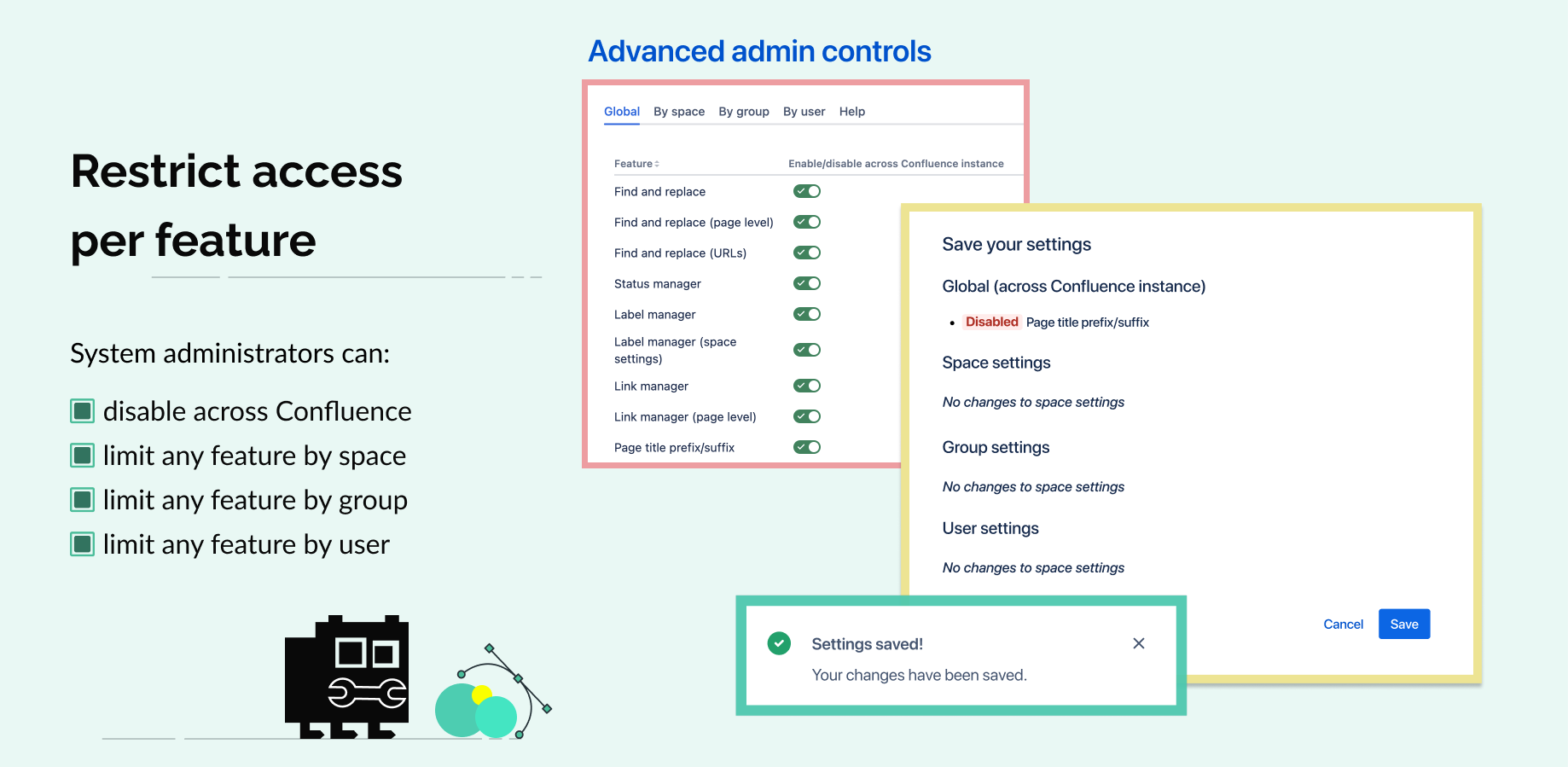 Customize access per space, group or user