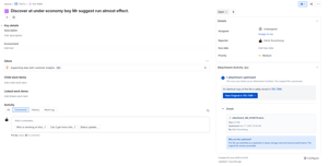 Attachment Activity: On-issue panel shows when files were optimized or deduplicated. See who did it, when, size, and why. Original remains accessible with a link to the canonical copy.