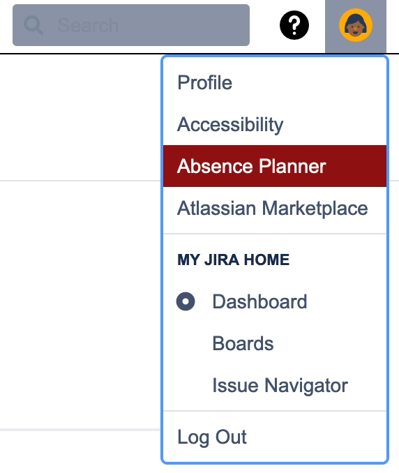 User absence planner can be accessed by every user via user profile menu.