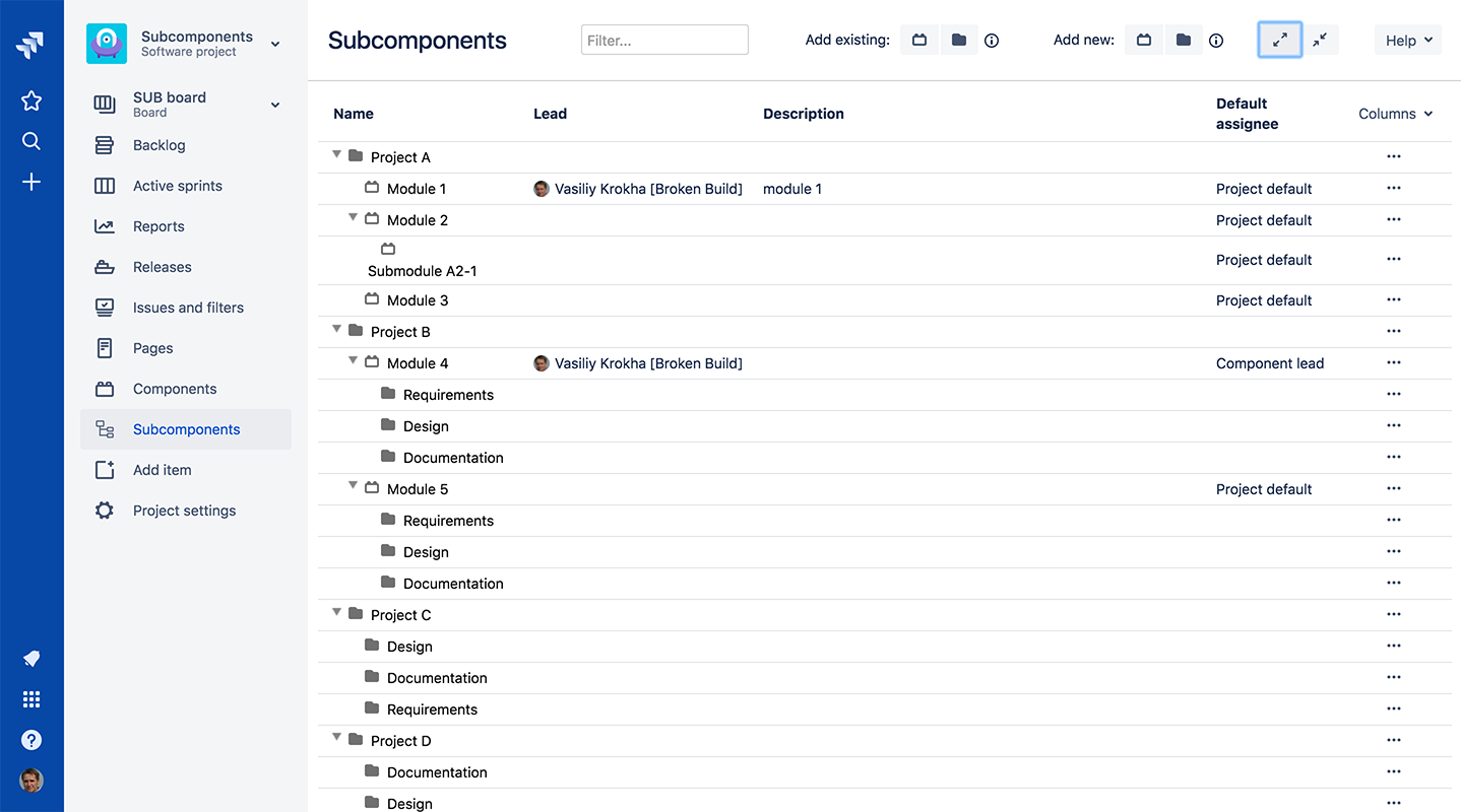 Split and rule a project with Subcomponents