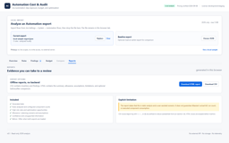 CSV and HTML reporting options for sharing Automation inventory, findings, assumptions, and limitations