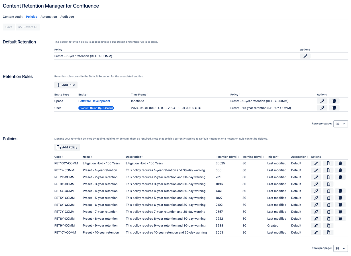 Set policies at global, space, user, and page/post level to match your compliance alignment.